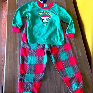 Santa Paws Kids Pajamas - Green and Red 24m NWT